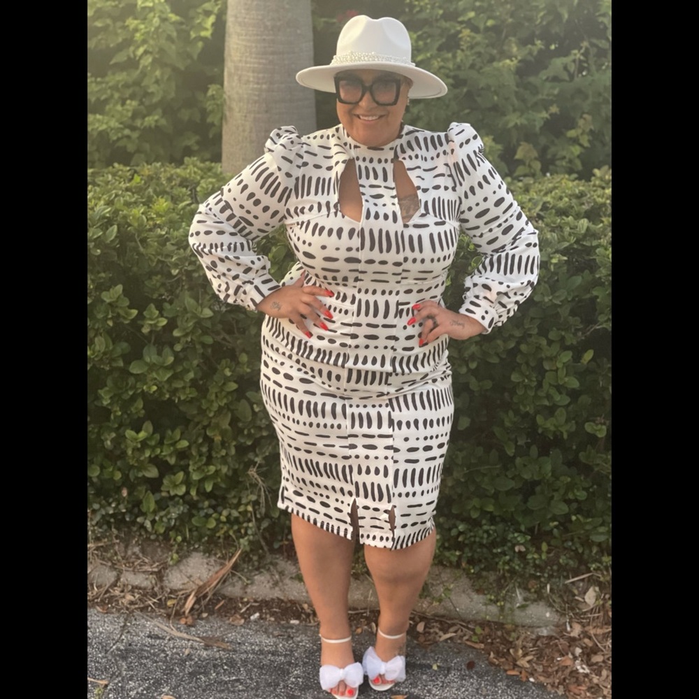 Black and white cut out dress